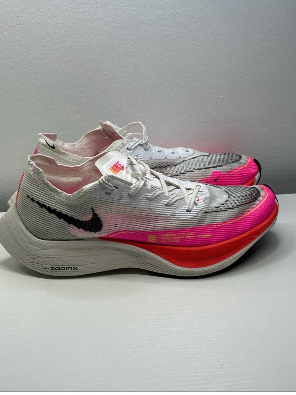 Nike Women’s Racing Shoes - White with Pink and Orange Accents